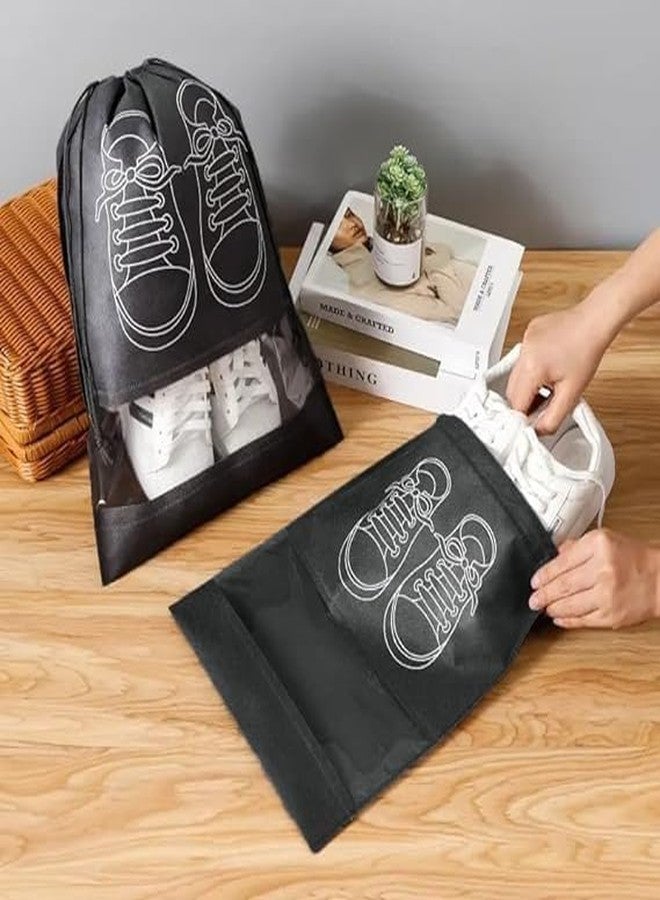 Pekos Shoe Bags for Travel | Portable Shoe Bags with Clear Window | Drawstring Dustproof Travel Shoe Storage Organizer Cover Bag Travel Accessories for Men & Women, - Image 3
